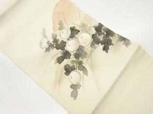 塩瀬金彩手描き万寿菊模様名古屋帯